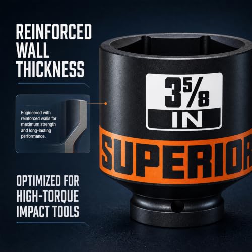 Image of 6 Piece 1 inchDrive Shallow Impact Socket Set, 3-1 /4 inch-4 inchAxle Nut Sockets, SAE, CR-MO, 6 Point, Tools for Removing Mechanical Nuts, Large Automotive Repairs, Agricultural implement