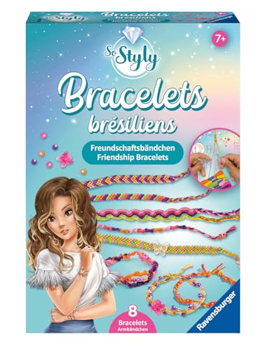 Ravensburger – Kit Bracelets Brésiliens So Styly – Dès 7 ans - 8 réalisations – 6 couleurs de fil - 70 Perles - Création de Bijoux - Bracelets...