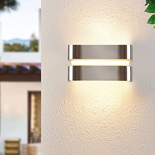 TAMYUSE Lampe de Porche à Montage Mural extérieur à LED, Lanterne Murale chromée étanche, Emplacement Humide, Applique extérieure en Acier Inoxydable, Applique de...