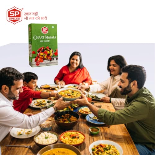 Image of SP Spices Kashmiri Mirch, Chaat Masala, Amchur, Ginger Powder & Kasoori Methi Combo Pack | Premium Indian Spices | Perfect for Cooking, Snacks, Chaat, Curries , vegetables & Marinades (100g ChatMasala)