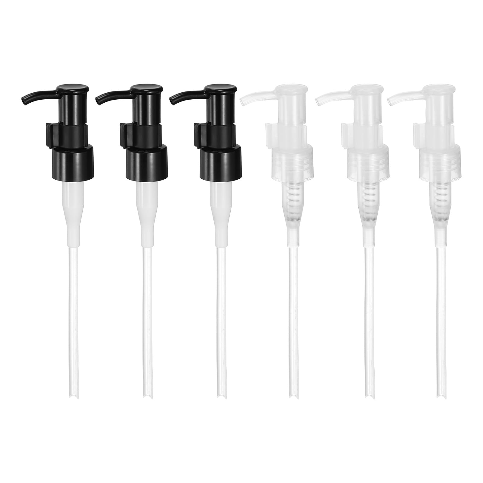 sourcing map 6Pcs Soap Dispenser Pump Heads, Lotion Hand Soap Dispensers Top Pump Replacement Clip-on Pumphead for Standard 20/410 Thread Size Lotion Shampoo Bottle in Kitchen Black/Transparent