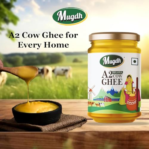 Image of Mugdh 100% Pure Traditional Bilona Method A2-500 ML | Pure & Organic Ghee Preservative-Free Quality Ghee for Cooking & Health Boosts Immunity & Skin Health Traditional cow Ghee (Glass Jar).