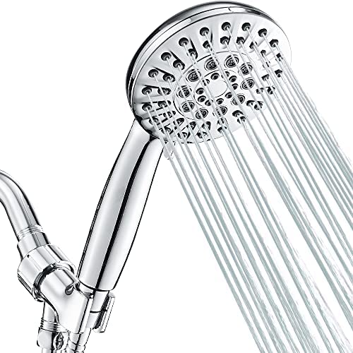 Duschkopf mit 6 Funktionen und Handbrause, Hochdruck-Duschkopf-Set, hoher Durchfluss, Handbrause, mit Schlauch, Duschkopfhalter, Gummi-Unterlegscheibe, Teflonband Cover