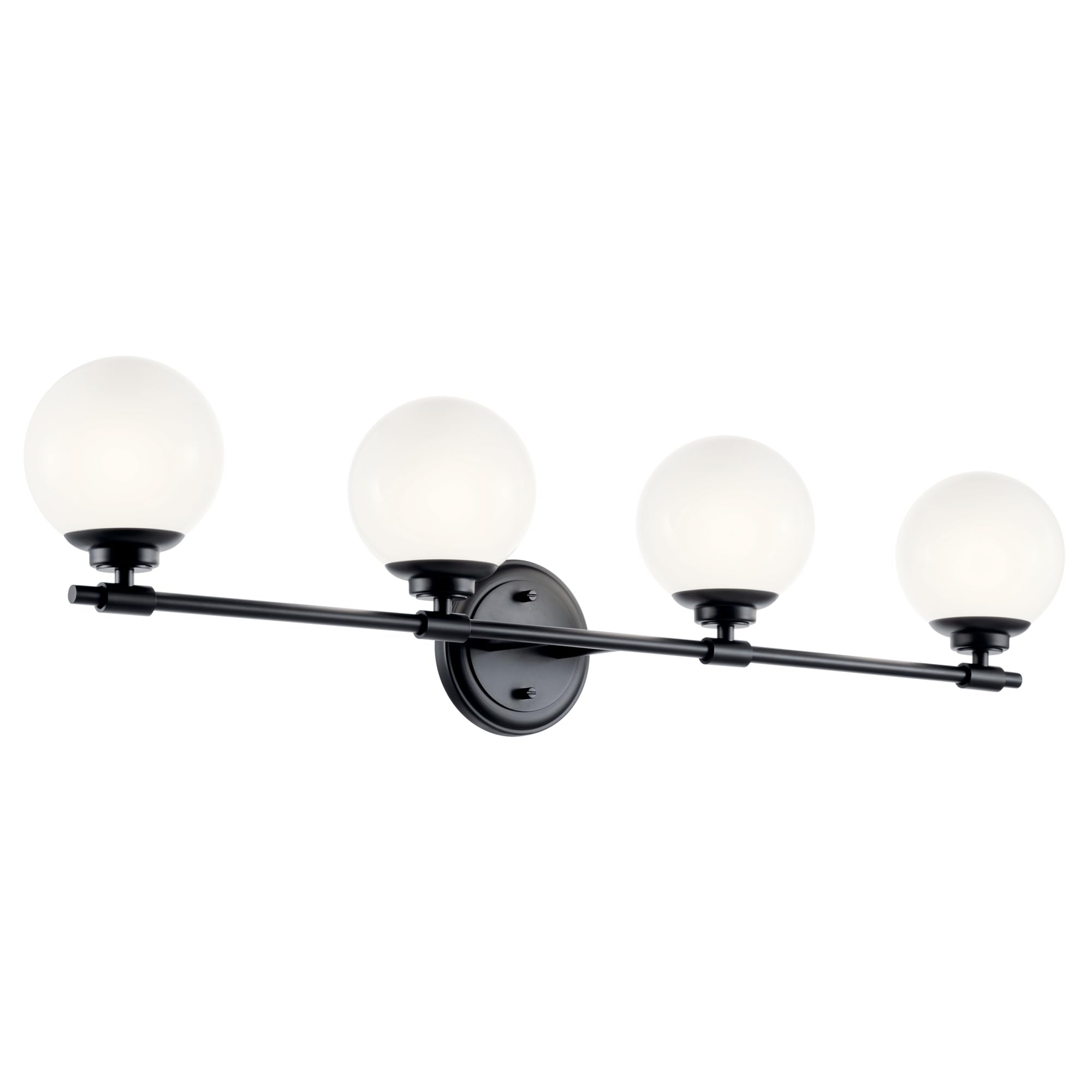 Kichler Benno 4-Light Vanity, Modern Light with Opal Glass in Black, for Bathroom or Powder Room (8.75" x 34"), 55173BK