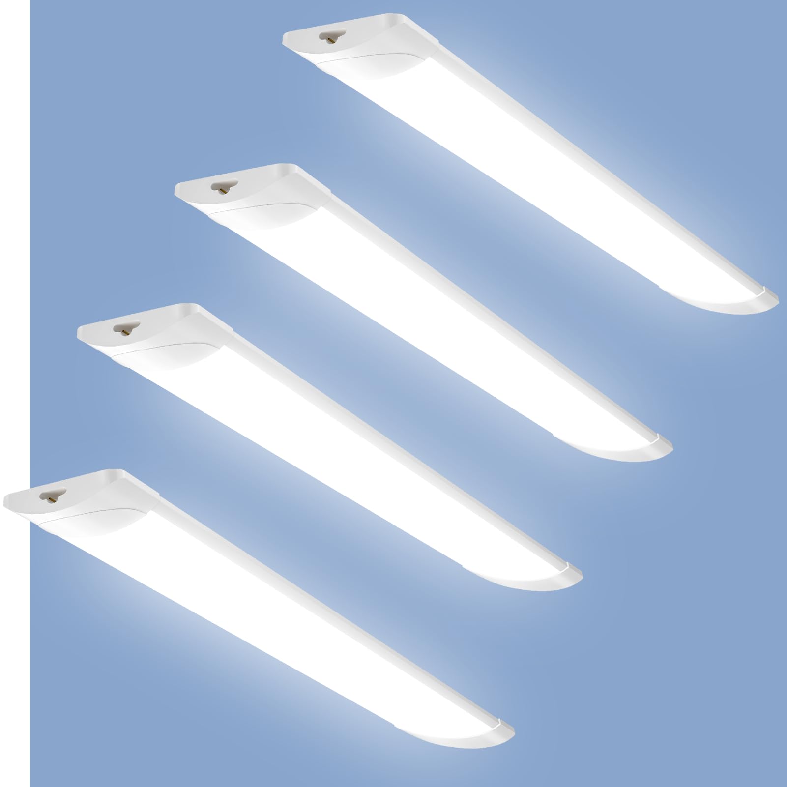 Viugreum 4 Pcs 3FT 90CM Linkable LED Batten Light, 30W 3000LM Tube for Shed Loft, IP65 Ceiling Strip for Garage Office Shop Basement School Bathroom Hotel Workshop, 6500K