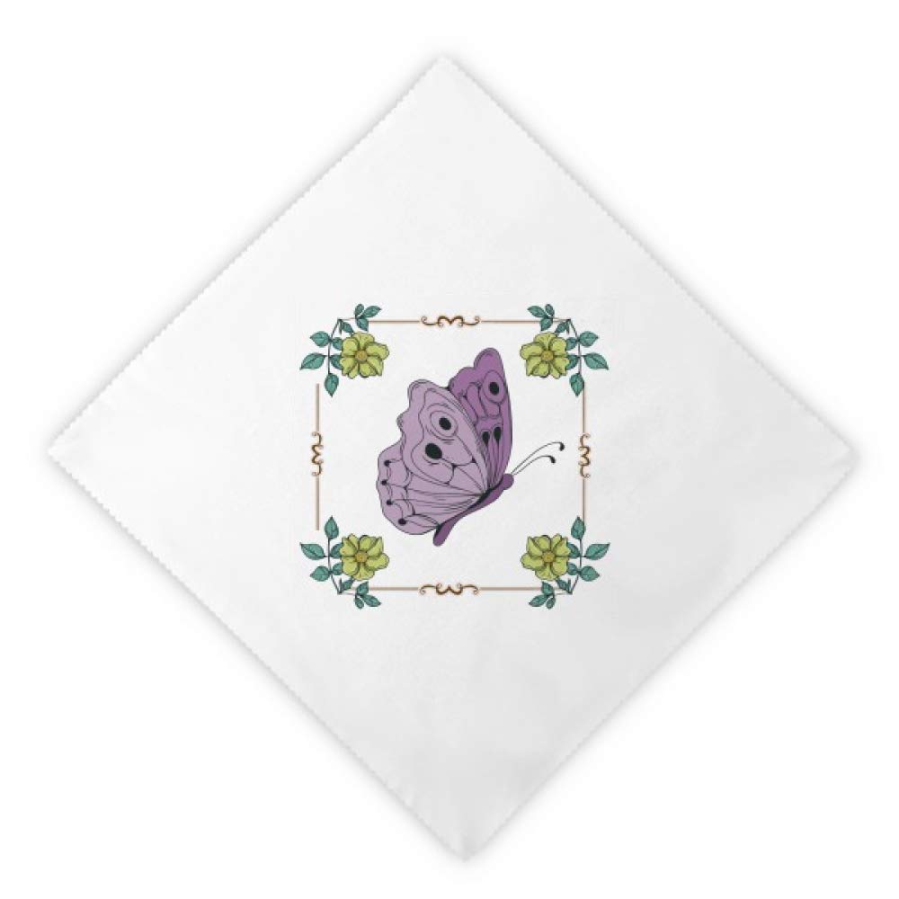Serviette en tissu papillon pourpre déjeuner lavable lot 2 pièces carré