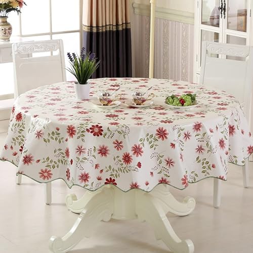 Nappe de table ronde PVC résistant à l'huile nappe imperméable florale fêtes - 3