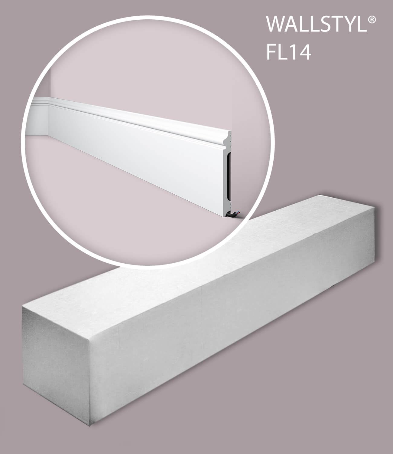FL14 WALLSTYL Zócalo - 10 piezas (20 m) - 140 x 15 x 2000 mm - NOËL & MARQUET - una marca de NMC - Poliestireno de alta densidad