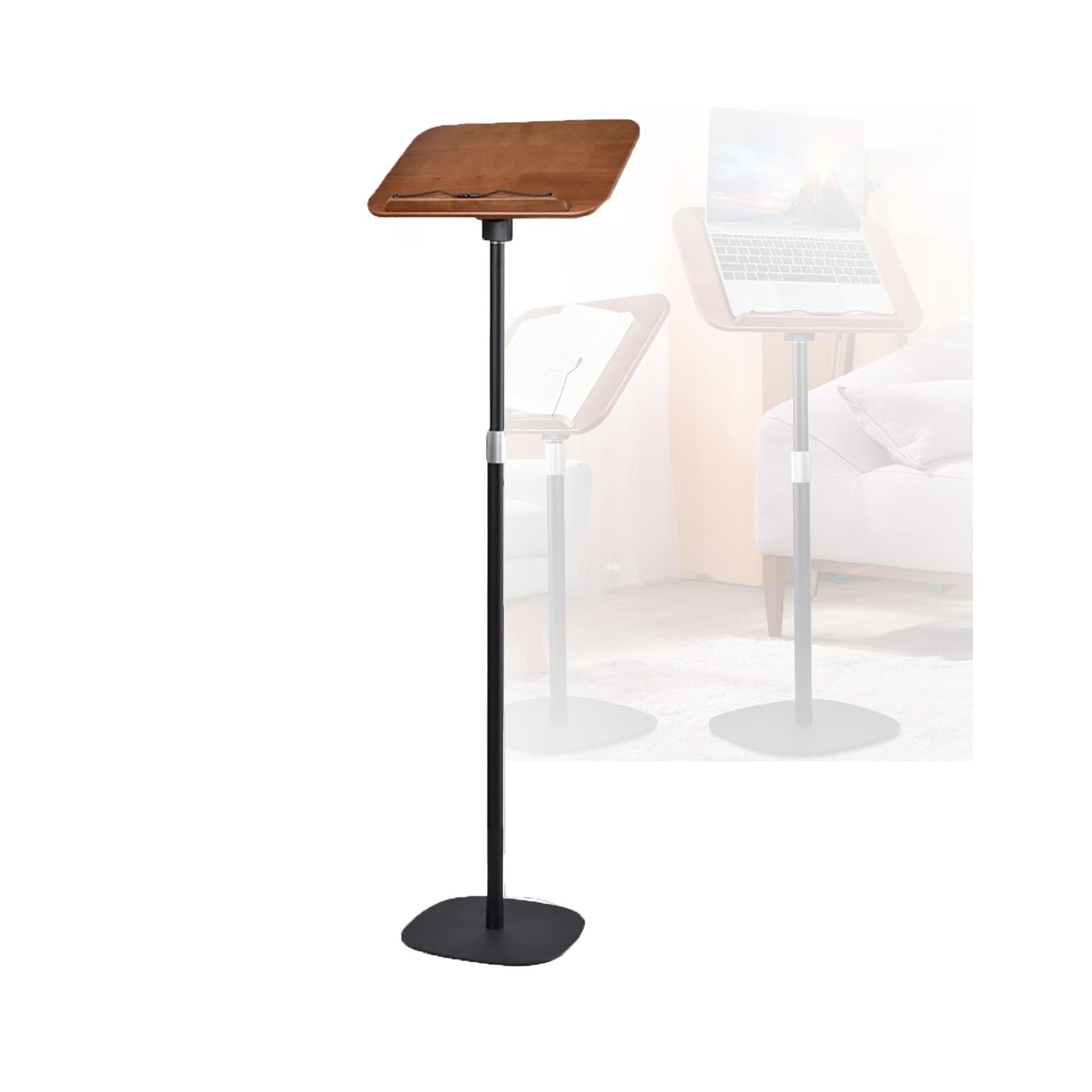 Support de livre réglable pour la lecture et la cuisine, hauteur 50-170 cm, pinces à pages pour partitions et recettes, support de livre de cuisine noir robuste, idéal pour la maison et la c