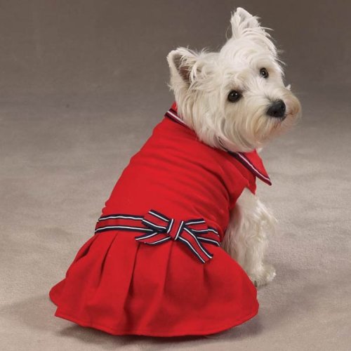 Medium Preppy Red Nautical Polo Dress for Dogs