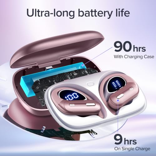 Active Noise Cancelling Ear Buds Wireless Earbuds 90 Hrs Playtime Bluetooth Headphones with Hi-Res Stereo Deep Bass Power Display Earphones with Earhooks Waterproof ANC/Transparency for Sports/Gym - image 3