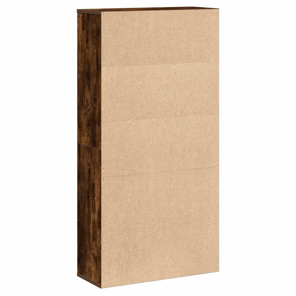 Regał na książki dąb wędzony 60 x 24 x 120 cm, materiał drewnopochodny z drzwiami i miejscem do przechowywania do salonu, gabinetu, korytarza, biblioteki, przechowywania, ścianka działowa