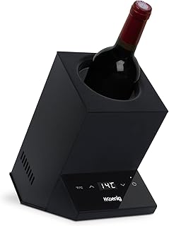 H.Koenig Weinkühler LVX26, Weißwein, Rotwein, Rosé, Champagner, Bis zu 9cm Durchmesser, Temperatur einstellbar von 5°C bis 18°C, Digitale Steuerung, Thermoelektrisches System, 72 W