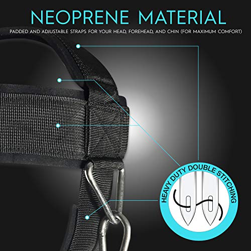 Vikingstrength Neck Harness Padded Strength Trainer- Premium Quality For Neck Curls And Training. Head Exerciser For Sports And Fitness, D Ring + V-Strength Workout App #TOP2