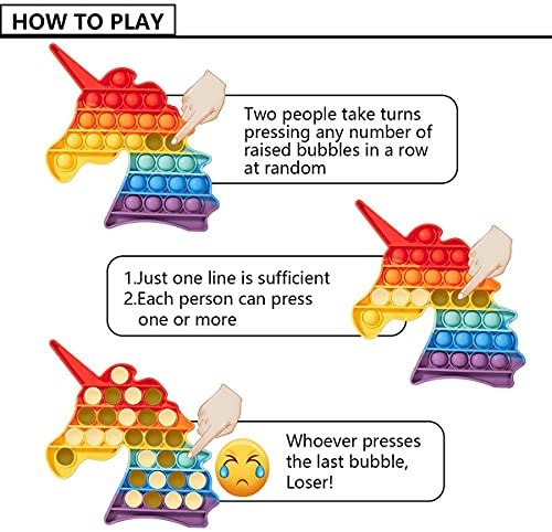 Image of 4 Pack Pop It Pop Its Rainbow Pop Fidget Toys Poppet Push Pop Bubble Fidget Popping Sensory Toy for Kids and Adults, Fidget Popper Stress Relief Fidget - Pop It Unicorn Big Game Girls Poppit Gifts