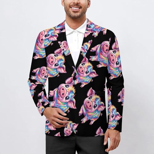 Psychedelic Pigs Men's Blazer Printed Button Suit Jacket Slim Sport Coat Blazers2