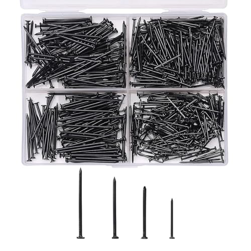 Image of Mr. Pen- Nail Assortment Kit, 600 Pcs, 4 Sizes, Black Picture Hangers