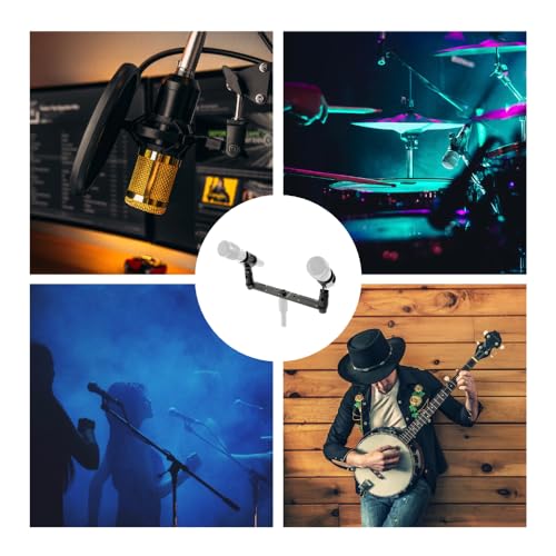 Image of Stereo Array Spacing Microphone Mount with Ruled Markings - Holds 2 Mics - X-Y and ORTF Mic T-Bar Bracket, Fits 3 /8 inch and 5 /8 inch Mic Stands with Included Adapter (MIC-BAR-CLIP-MARK)