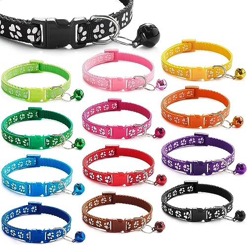 Image of KsPups Puppy Collars Paw Print Quick Release I Adjustable Leash Safety Collars for Puppy Cats I 2-Pcs (Paw Print 10mm)