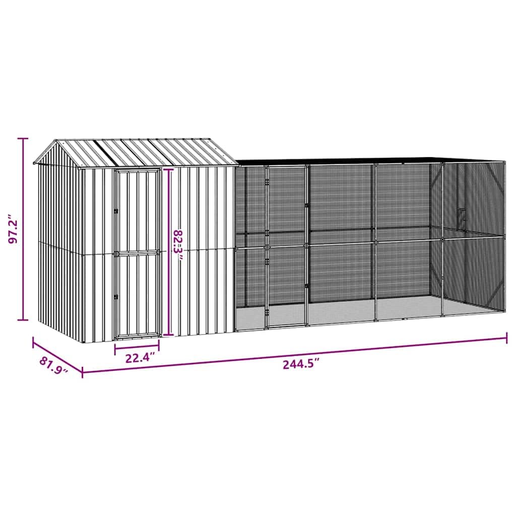 INLIFE Vogelkäfig Anthrazit 621 x 208 x 247 cm Verzinkter Stahl,Tier- & Haustierbedarf,Haustierbedarf,Vogelbedarf,Vogelkäfige & -ständer,Anthrazit,146.8 KG,3325157