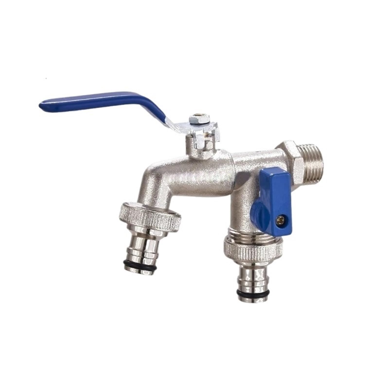 Wtaxbh Color1 Outside Tap Outdoor Garden Water Faucet With Double Outlet 1/2'' 3/4'' Splitter Connector Outside Spigot Tap For Hose(Color1)