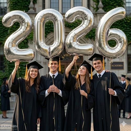 Image of Silver 2026 Balloons 42 Inch, Giant - Silver Graduation Decorations 2026, Foil Number 2026 Graduation Balloons Class of 2026 Decorations | Graduation Party Decorations | Prom Decorations 2026, Katchon