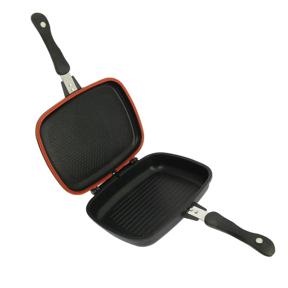 G8DS Doppel Pfanne Outdoor Angeln Toastpfanne Antihaftbeschichtete Bratpfanne Camping Toaster Sandwich Maker für Frühstück Camping