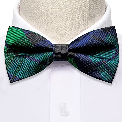 Image of YOHOWA Paisley Striped Men Bow Tie Pre-Tied Formal Adjustable Colorful Bowties Handkerchief Cufflinks Set Wedding Party