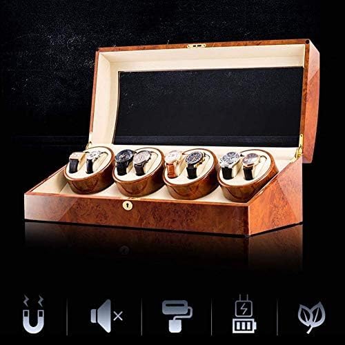 FENOKD Mechanical Watch Shaker Luxury Wooden Piano Paint Automatic Watch Winder 4 Winder Positions 8 Watches Display Watch Box Case