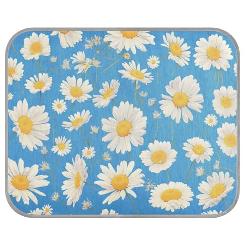 siphylline White Daisies Flowers Summer Cooling matt Self Cooling cat Bed Outdoor for Bunny Travel Washable Manta Fria para Perros S