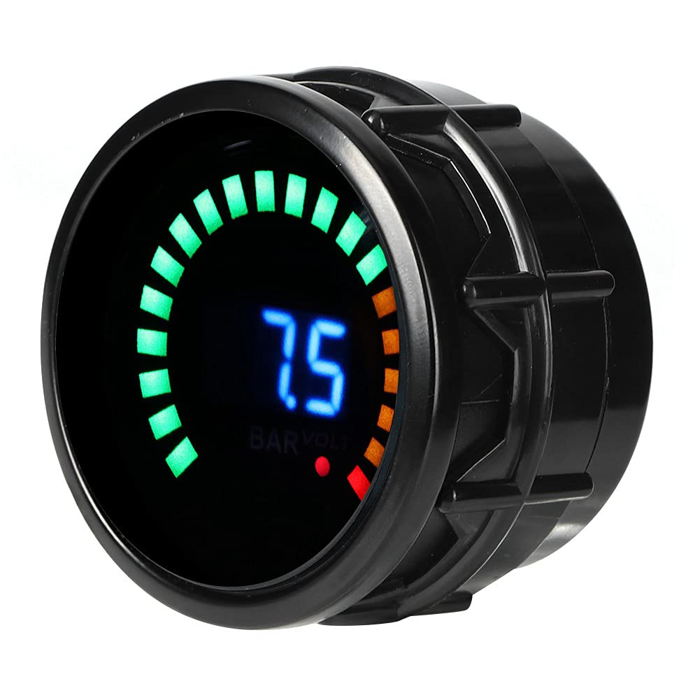 52mm Digital Vacuum Gauge Kit, 2in LED Scale Display Marine & Car Vacuum Meter, 0-30 in.Hg 12V Universal Automotive Gauge for Engine Diagnostics
