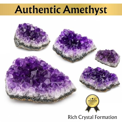 Image of Amethyst Crystal Stone Certified Cluster - Raw Amethyst Stone Original Certified for Energy Cleansing, Meditation, Chakra Balancing, Healing and Decoration Gift
