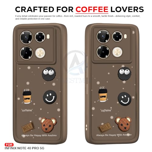 Image of AESTMO Back Case Cover for Infinix Note 40 Pro 5G | Cute Fun Cartoon 3D Ball | Coffee Silicone Case | Full Body Protection | Camera Protection Back Cover for Infinix Note 40 Pro 5G (Brown)