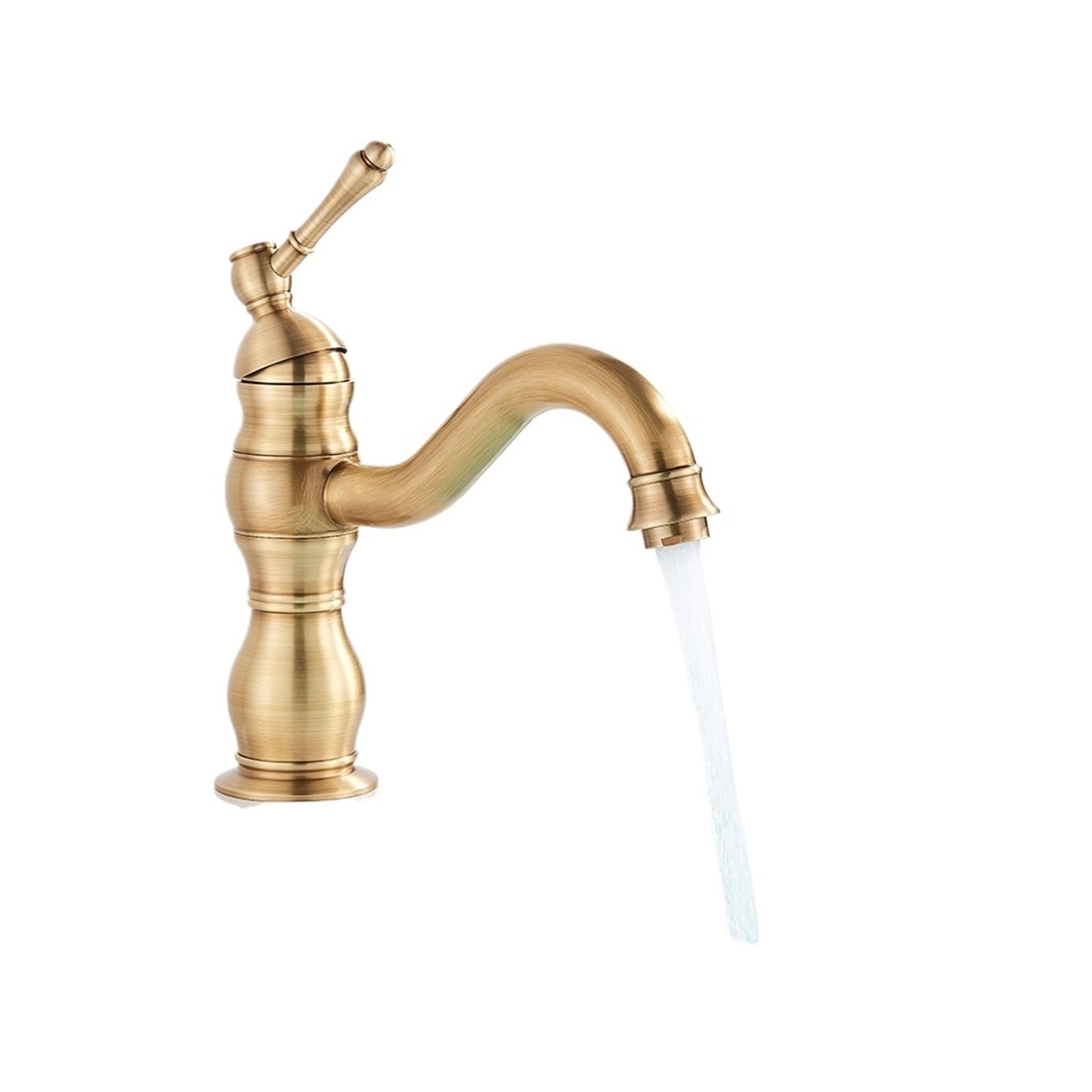 Basin Faucets Antique Brass Basin Vessel Sink Faucet Deck Mounted One Hole Cold Hot Water Mixer Tap Bathroom 1(Antique Brass Short)