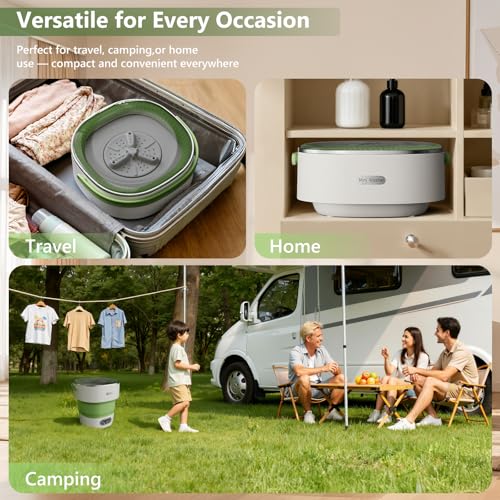 Image of Mini Laundry Machine 16L - Foldable Portable Laundry Machine and Spinner for Baby Clothes, Underwear, Socks; Ideal for Travel, Dorms, Camping
