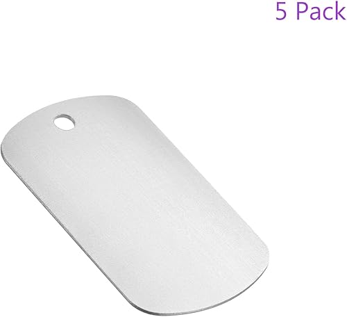 Miniatura 5 de DMiotech Paquete de 5 sellos de aluminio plateado de 1.142 x 1.969 in, grabados en blanco personalizados para números, etiquetas, nombres, proyectos