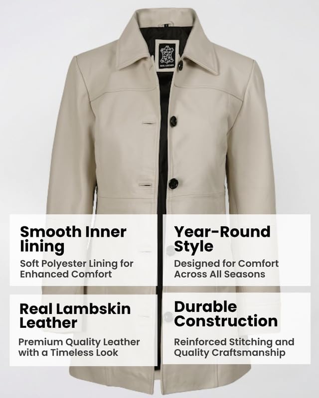 Image of Blingsoul Women's Lambskin Leather Car Coat - Vintage Real Long Leather Jacket for Women