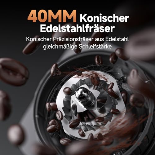 AMZCHEF Kaffeemühle,Kaffeemühle Elektrisch mit 48 Mahlgrad, Kaffeebohnenmühle mit 250 g Fassungsvermögen für Filterkaffee, Espresso, French Press, antistatisch, Ein-Knopf-Schalter