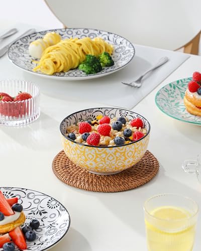 Image of vancasso SELENE Plates and Bowls Set for 6, 18 Pieces Dinnerware Sets, Mircowave and Dishwasher Safe Dishes Set, Porcelain Muted Dinnerware