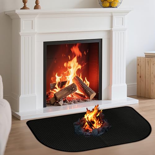 YiJiuBa Feuerfeste Unterlage, 80 x 50 cm Feuerfeste Kaminmatte Hitzebeständig bis zu 1000°C Antihaft-Material, Funkenschutzplatte für BBQ Grills Kaminöfen Boden Rasen usw