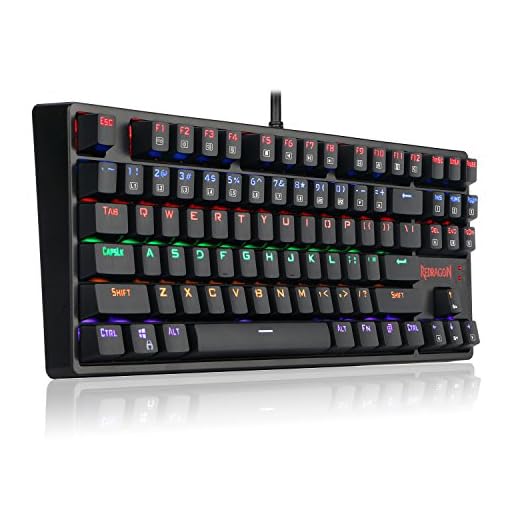 Redragon Teclado mecânico para jogos K576R DAKSA com fio USB LED arco-íris retroiluminado compacto teclado mecânico gamer 87 teclas para PC, computador, laptop, interruptores azuis (preto)