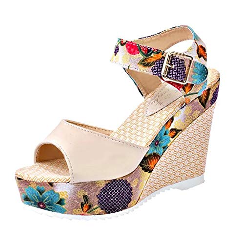 POLP Sandalias Mujer Verano Sandalias de Vestir Plataforma tacón Alto de Playa para Mujer,Casual Zapatos de Baño Verano Peep Toe Sandalias Mujer Cuña 35-39