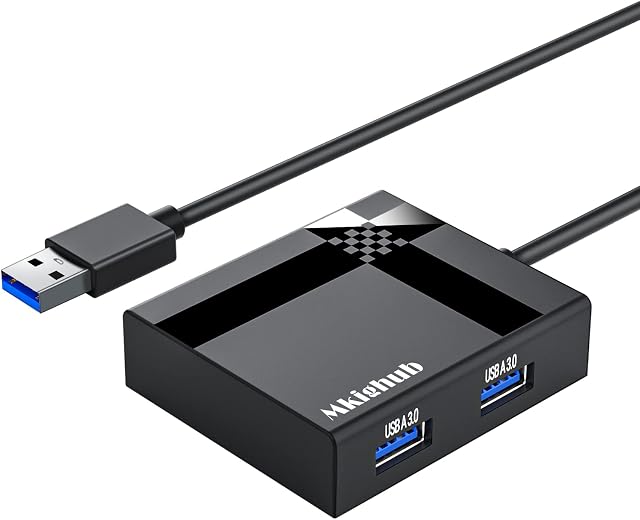Mkighub 4-Port USB Hub 3.0 - Multiport Adapter Extension Hub , USB Splitter for Laptop, PC, Desktop, PS4/5, NoteBook, MacBook, NetBook, Mac Pro/Mini, iMac, Surface Pro, XPS, Flash Drives, Mobile HDD