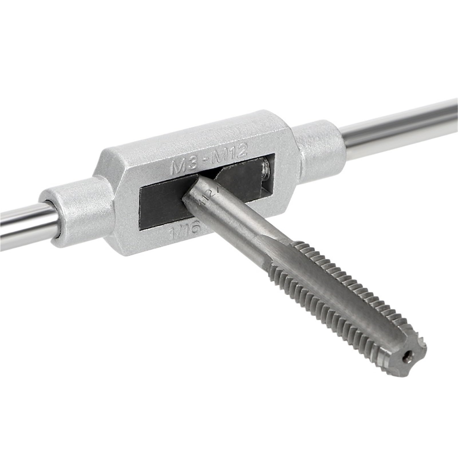 Set di utensili per maschiatura in acciaio rapido fai da te, kit di utensili manuali 8 in 1, chiave per maschiatura M3-M12, 7 maschi per filettatura metrica + 1 chiave per maschiatura regolabile