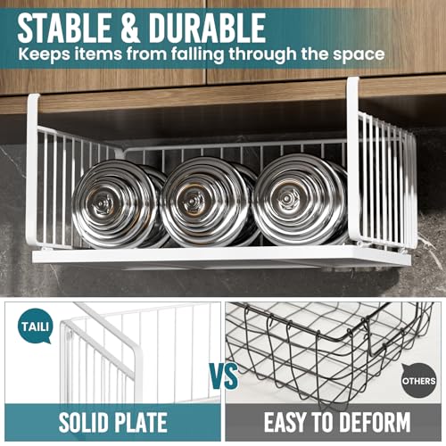 Image of TAILI Under Shelf Basket, Hanging Storage Baskets for Efficient Kitchen and Cabinet Storage - Hanging Organizer Racks, Slide-in Design for Pantry, Desk, and Bookshelf. Stylish Storage Solution(L)