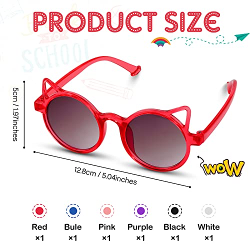 Konohan 6 Pairs Toddler Cat Shaped Sunglasses Girl Kitty Glasses Cute Cat Sun Glasses Outdoor Eyewear for Beach Party Summer Activities2