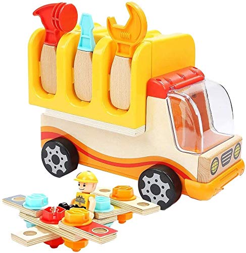Wooden Disassembly Nut Engineering Truck Educational Toys 2-5Y Tools Vehicle Toy