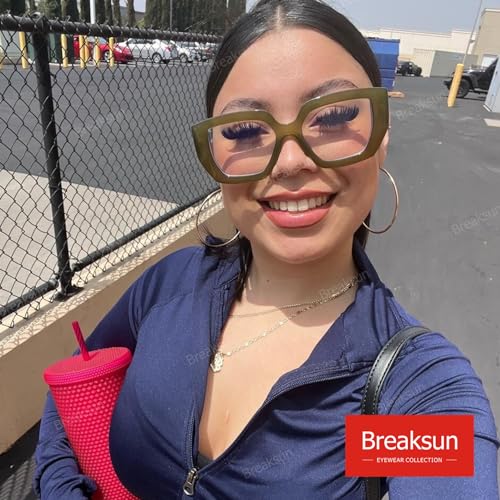 Image of Breaksun Thick Frame Blue Light Glasses for Women Men Fashion Oversized Square Computer Gaming Eyeglasses