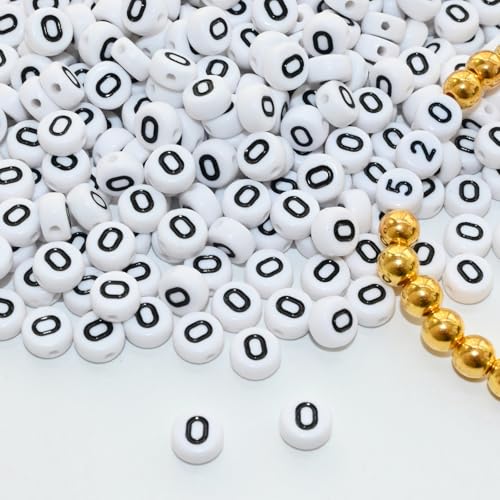 Image of Looconi 500pcs Number Beads 0 Plastic Beads for Jewelry Making