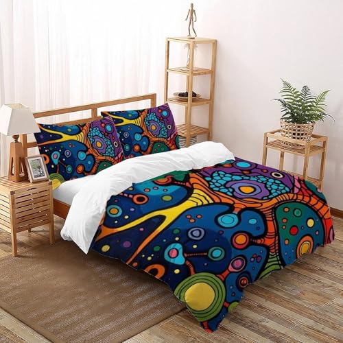 Ensemble de couette abstract cells impression 3D double 3 pièces - 2
